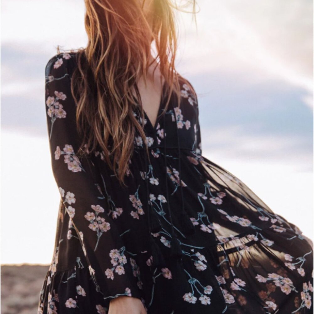 Christy Dawn Paloma Dress in Noir Blossom XS/S